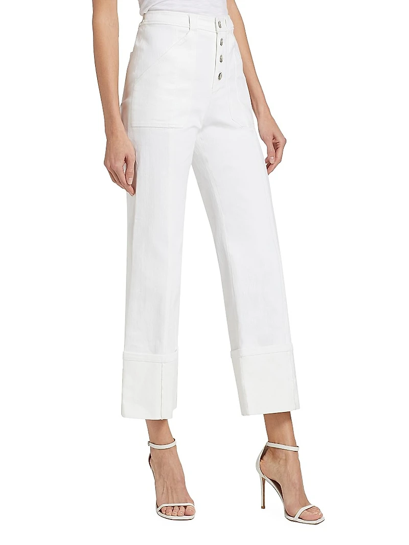 Benji Twill Cotton-Blend Cuffed Flare Pants