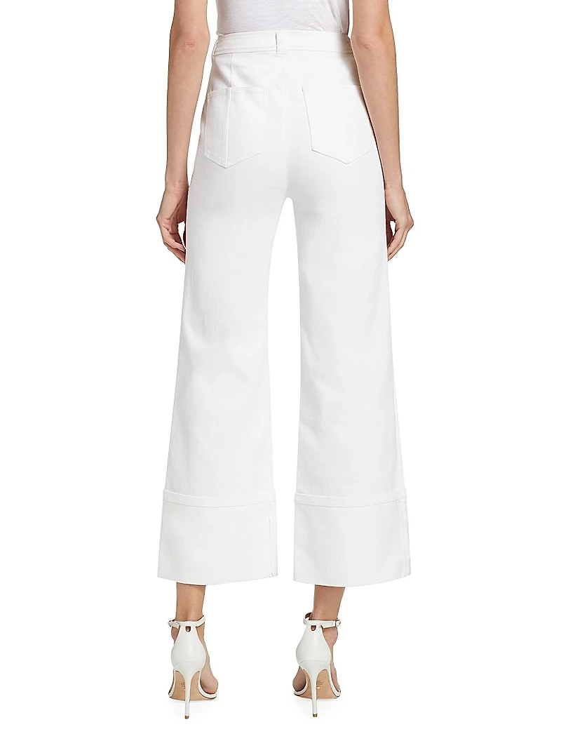 Benji Twill Cotton-Blend Cuffed Flare Pants