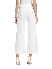 Benji Twill Cotton-Blend Cuffed Flare Pants