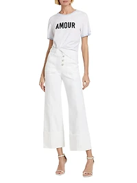 Benji Twill Cotton-Blend Cuffed Flare Pants