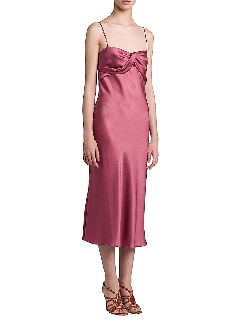 Twisted Silk-Blend Midi-Dress