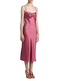 Twisted Silk-Blend Midi-Dress