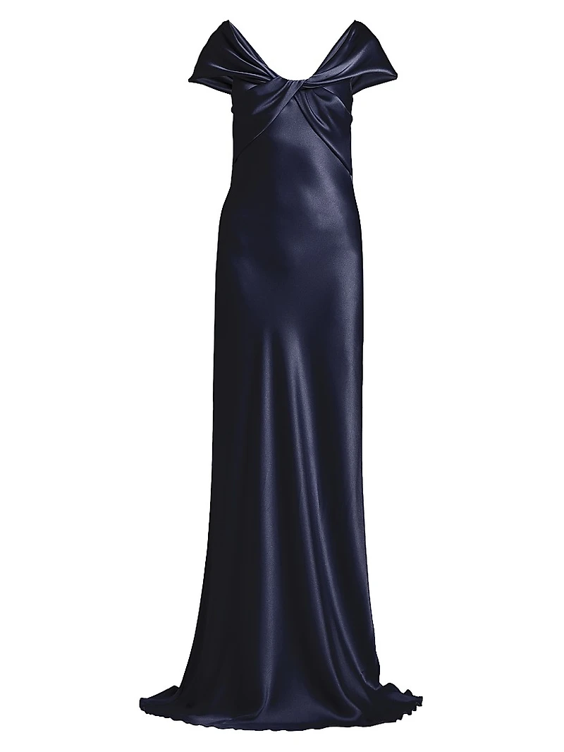 Twisted Silk-Blend Satin Gown