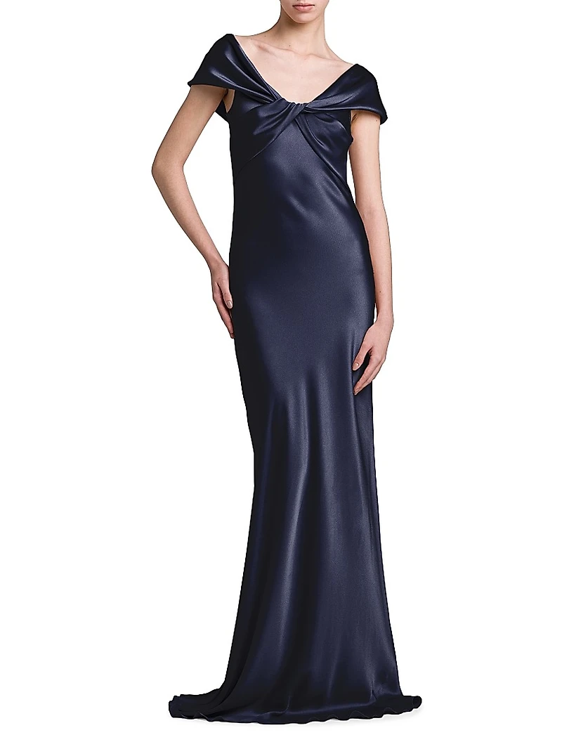 Twisted Silk-Blend Satin Gown