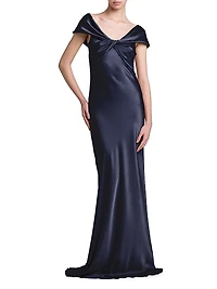 Twisted Silk-Blend Satin Gown