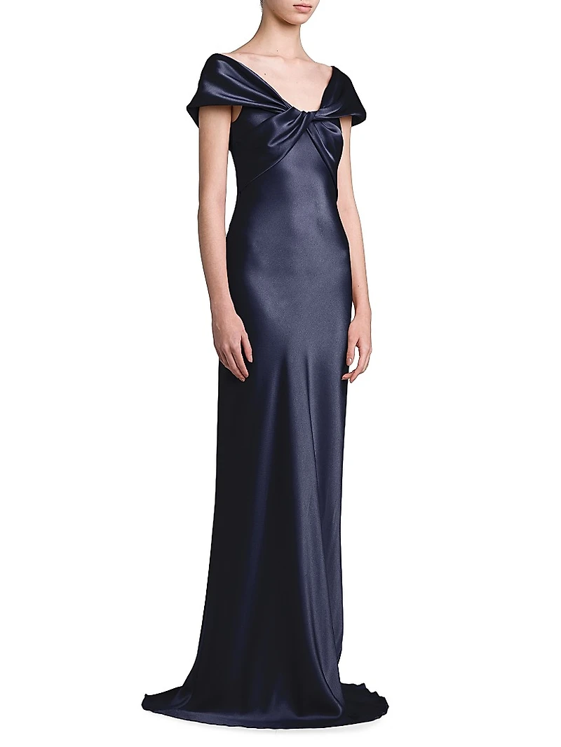 Twisted Silk-Blend Satin Gown