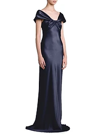 Twisted Silk-Blend Satin Gown