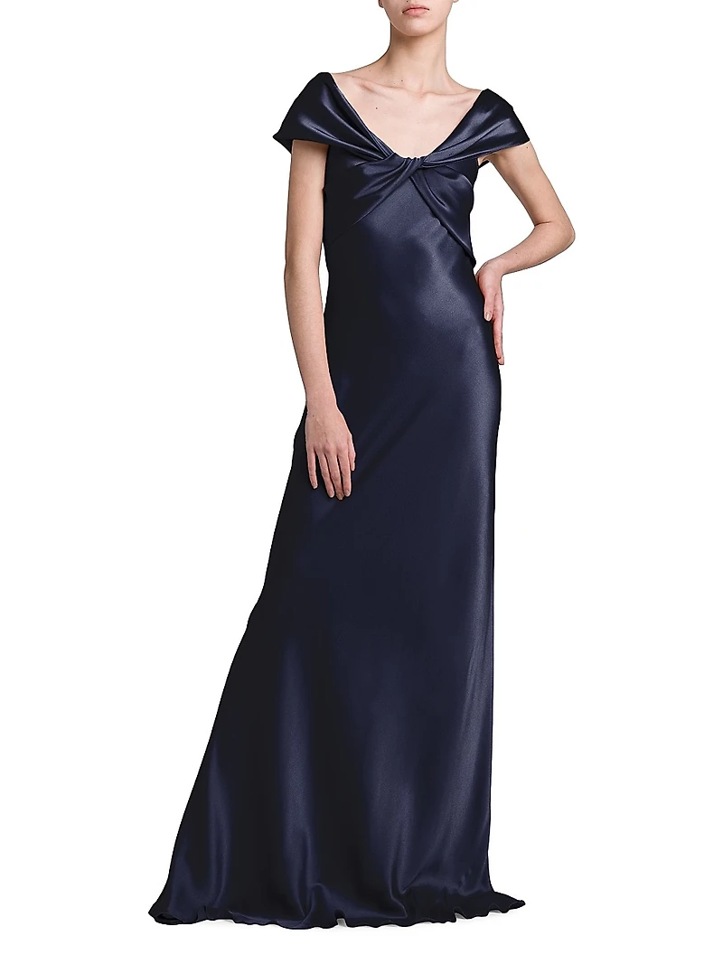 Twisted Silk-Blend Satin Gown