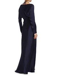 Satin Ruched Cut-Out Maxi Dress
