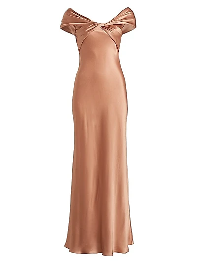 Satin Off-The-Shoulder Gown