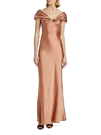 Satin Off-The-Shoulder Gown