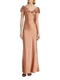 Satin Off-The-Shoulder Gown