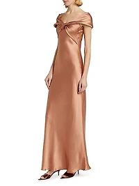 Satin Off-The-Shoulder Gown
