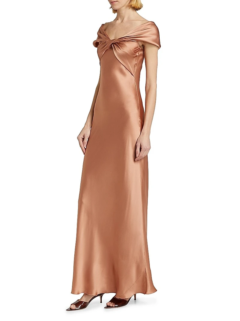Satin Off-The-Shoulder Gown