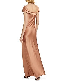Satin Off-The-Shoulder Gown