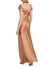 Satin Off-The-Shoulder Gown