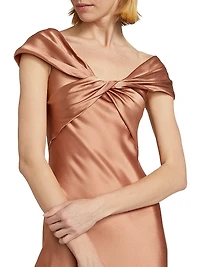 Satin Off-The-Shoulder Gown