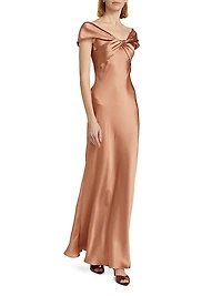 Satin Off-The-Shoulder Gown