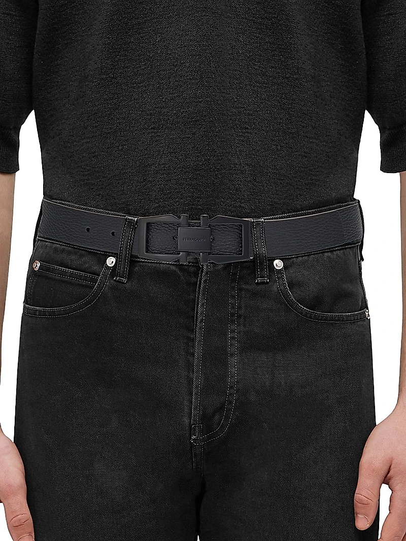 Cut-to-Size Gancini Leather Belt