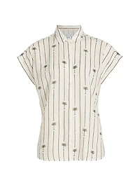 Jamie Striped Button-Front Top