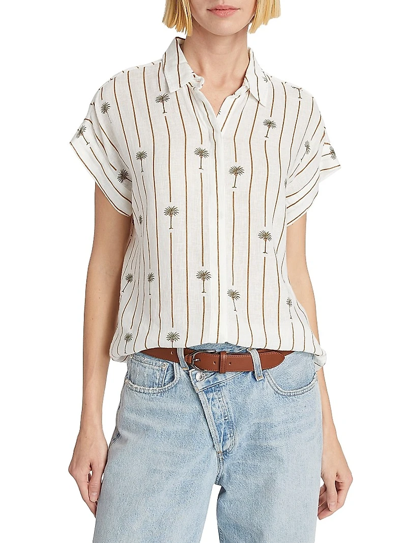 Jamie Striped Button-Front Top