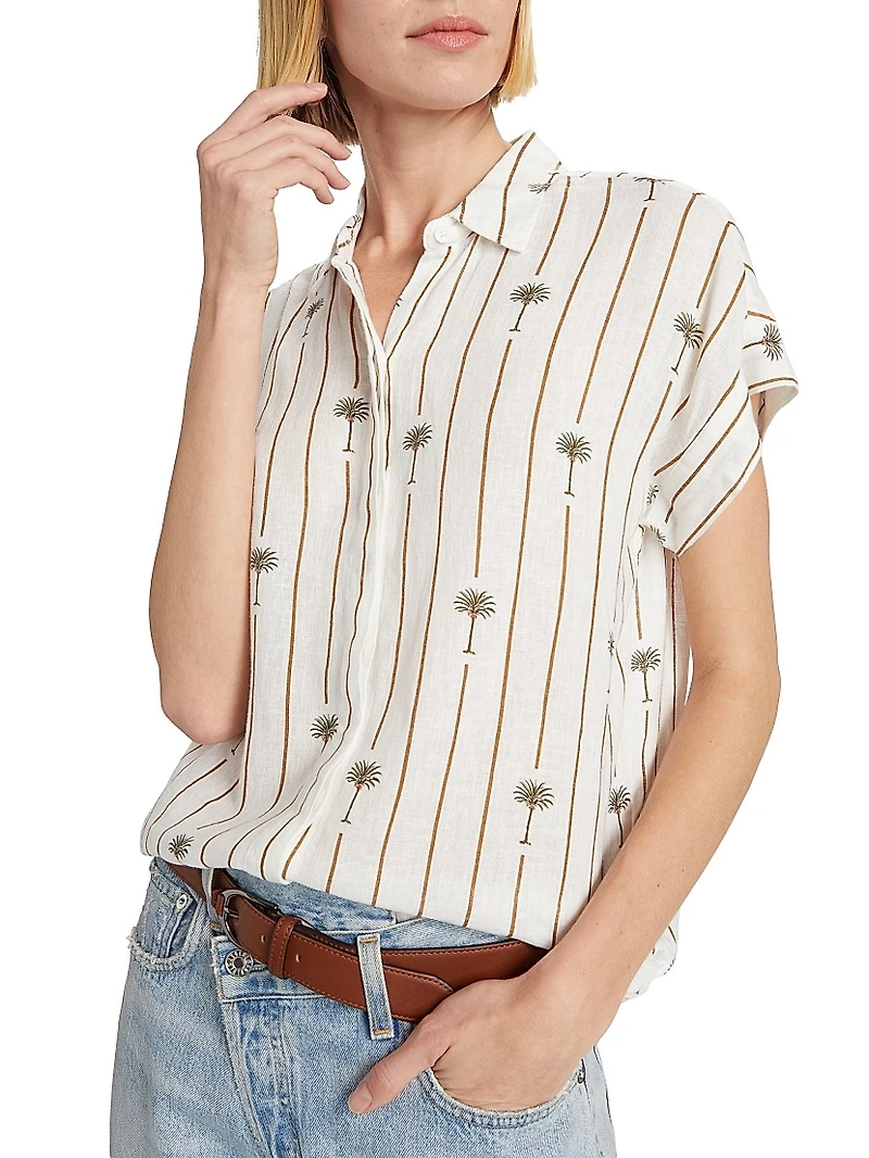 Jamie Striped Button-Front Top