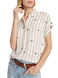 Jamie Striped Button-Front Top