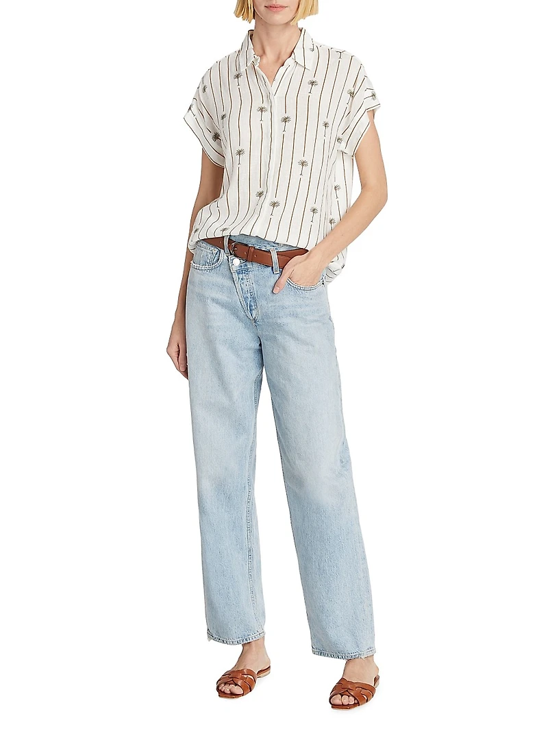 Jamie Striped Button-Front Top