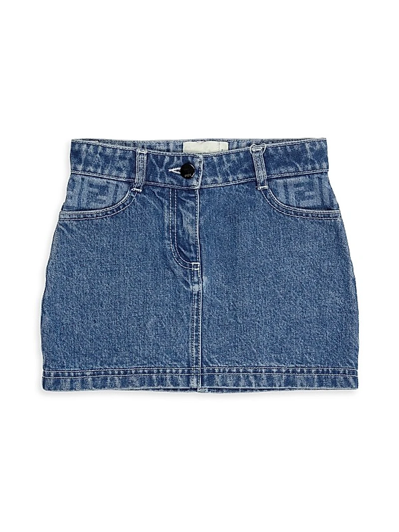 Little Girl's & Girl's Logo Embroidered Denim Skirt