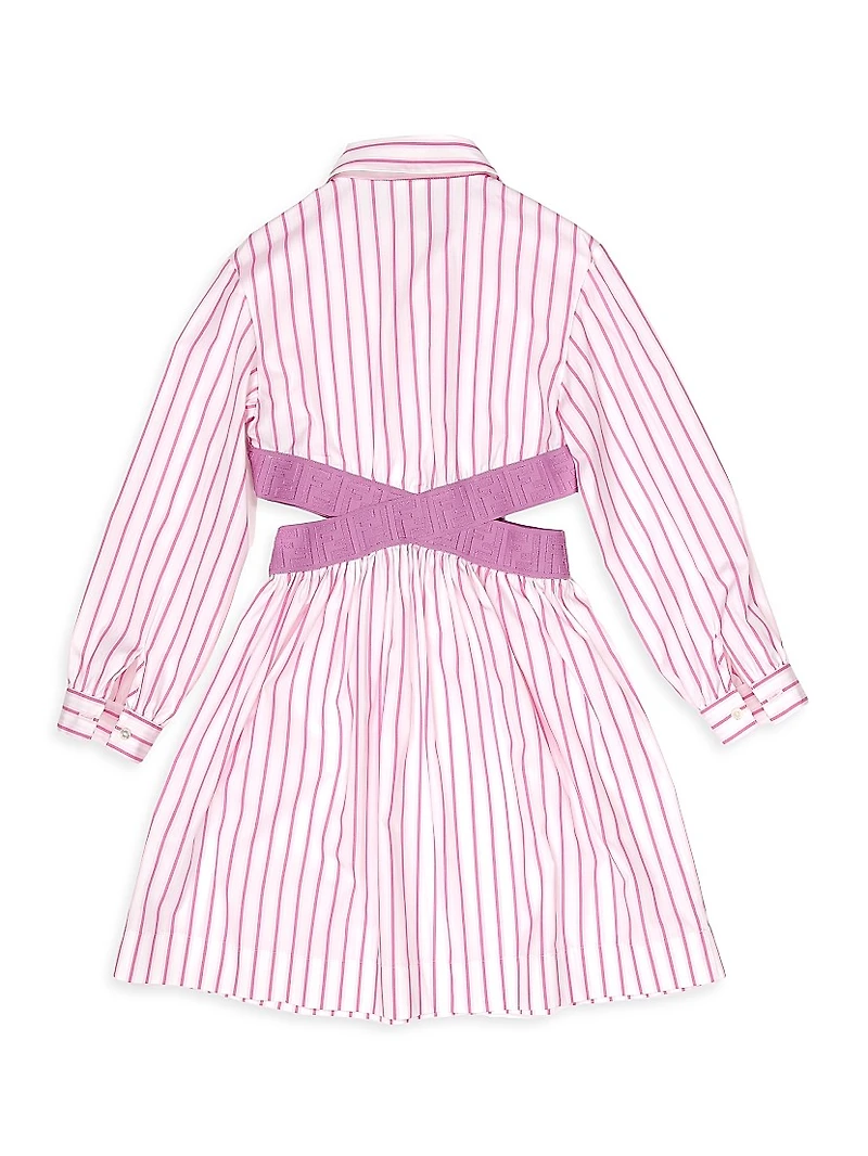 Little Girl's & Striped Cut-Out Shirtdress