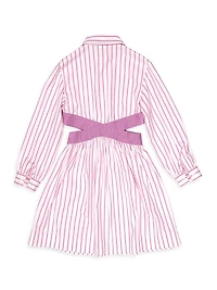 Little Girl's & Striped Cut-Out Shirtdress