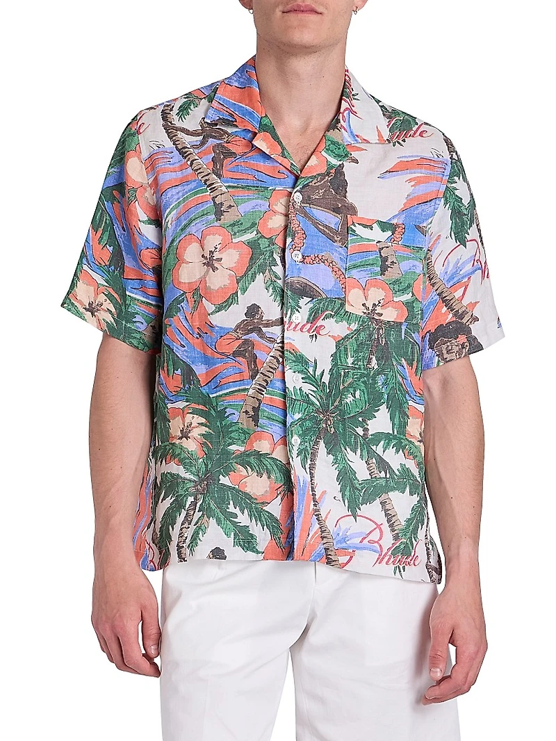 Floral Linen Camp Shirt