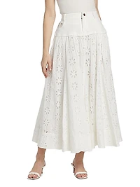 Adina Cotton Lace Midi Skirt