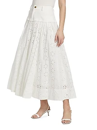 Adina Cotton Lace Midi Skirt