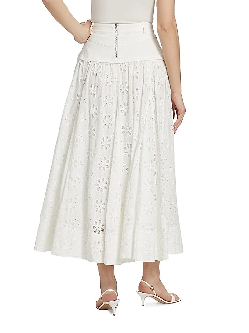 Adina Cotton Lace Midi Skirt