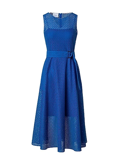 Eyelet Lace Belted Midi-Dress