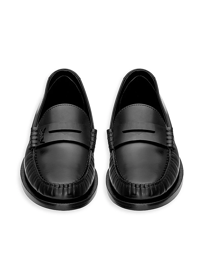 Women's Le Loafers Penny Slippers in Glazed Leather