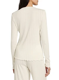 Pointelle V-Neck Henley Top