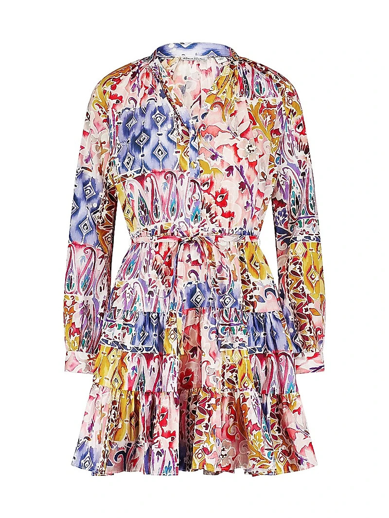 Sydney Paisley Long-Sleeve Minidress