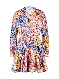 Sydney Paisley Long-Sleeve Minidress