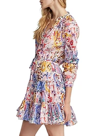 Sydney Paisley Long-Sleeve Minidress