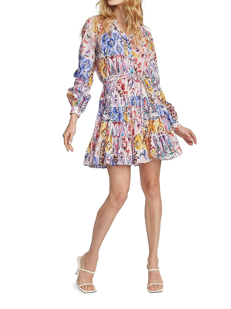 Sydney Paisley Long-Sleeve Minidress