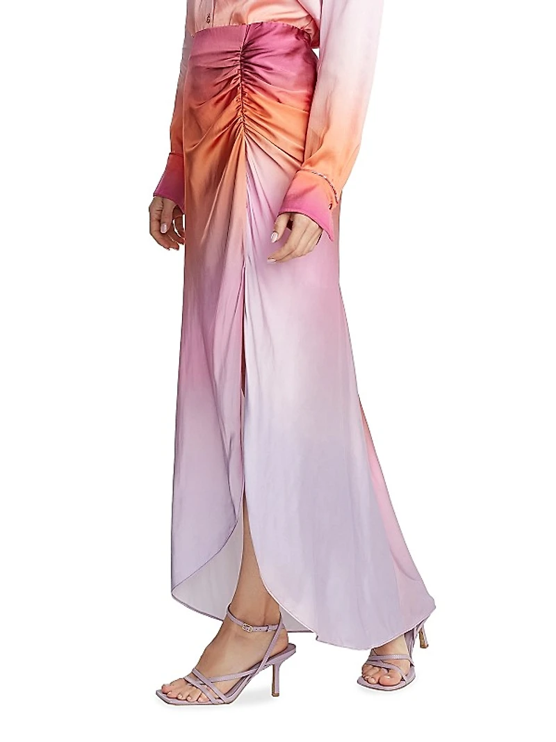 Tatum Silk-Blend Ombré Maxi Skirt