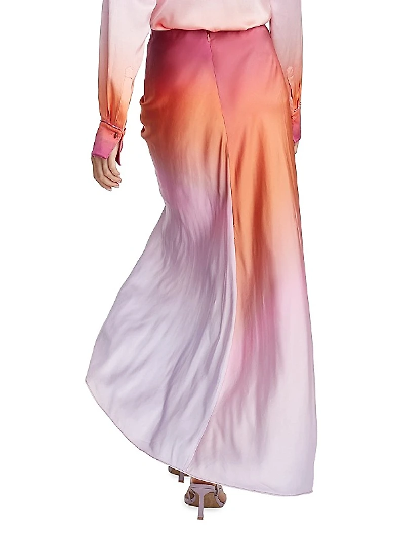 Tatum Silk-Blend Ombré Maxi Skirt