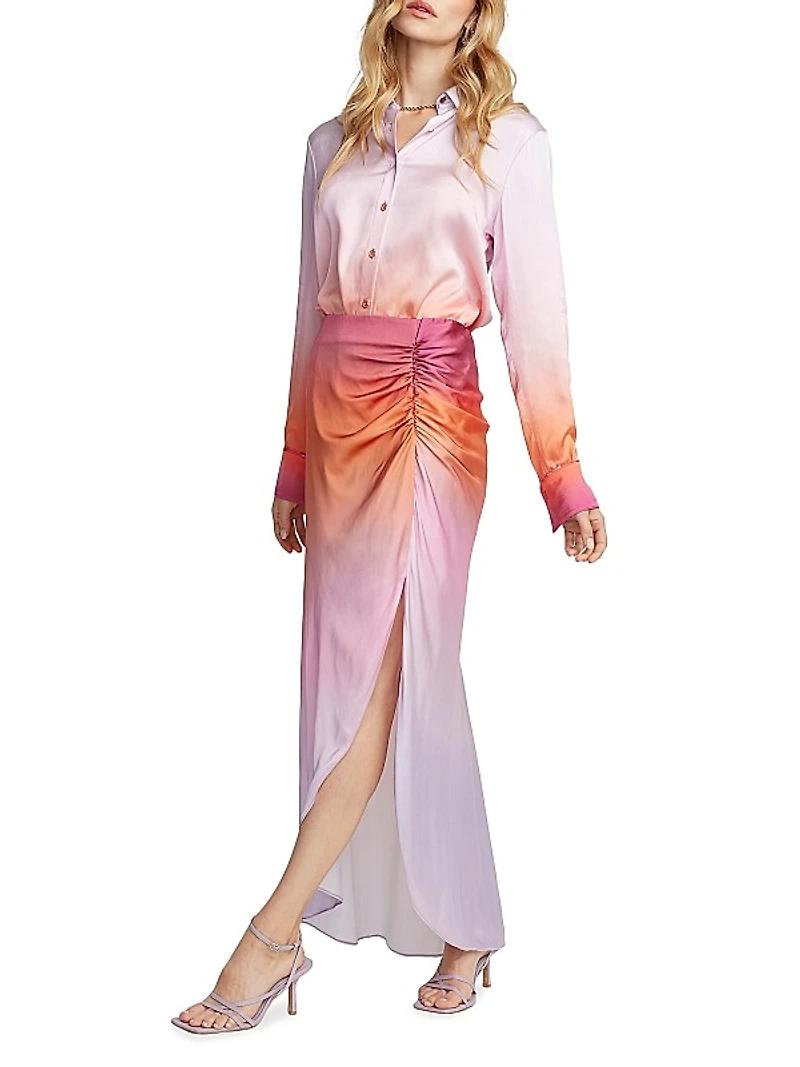 Tatum Silk-Blend Ombré Maxi Skirt