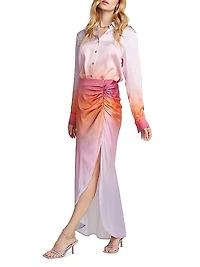Tatum Silk-Blend Ombré Maxi Skirt