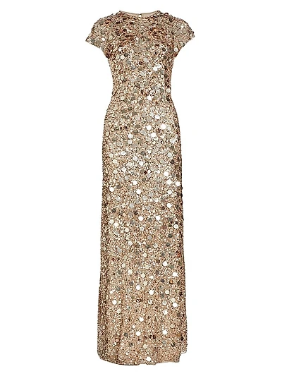 Tippi Short-Sleeve Sequin Gown
