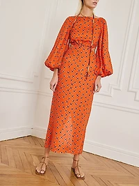Cotton Open-Back Midi-Dress