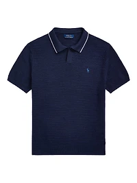 Striped Cotton-Blend Polo Shirt