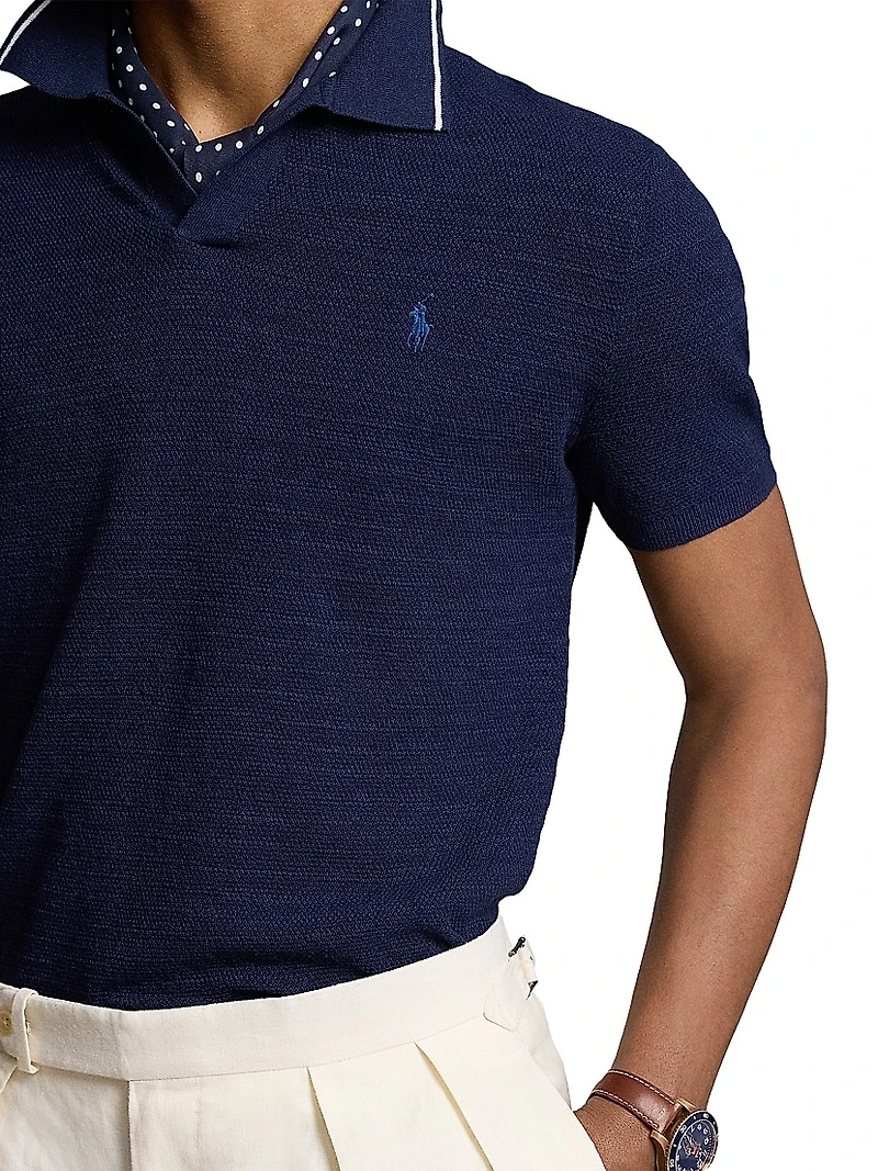 Striped Cotton-Blend Polo Shirt